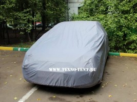 Тент на автомобиль Hyundai Solaris (Хендай Солярис), цвет светло-серый, ткань Оксфорд 210den для защиты от пыли и солнца .