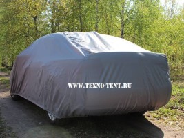 Стандартный тент-чехол на Volkswagen Polo (Фольксваген Поло седан), для защиты от пыли и солнца светло-серого цвета из ткани Оксфорд 210den.