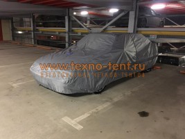 Стандартный тент для автомобиля Saab 9000 светло-серый для защиты автомобиля в паркинге и на улице. Компактный в сложенном виде.