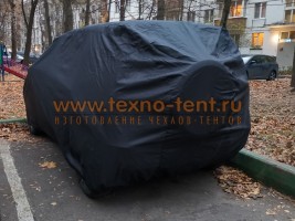 Защитный тент на автомобиль Chevrolet Niva Премиум класса чёрного цвета, из ткани Оксфорд 240den для защиты автомобиля от снега, грязи, для использования в любое время года.