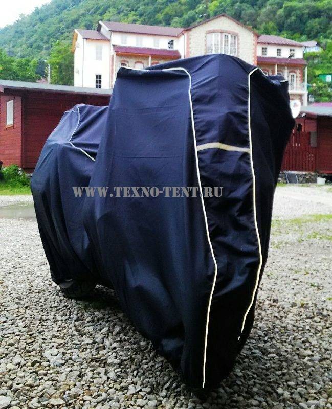 Чехол для мотоцикла с тремя кофрами на BMW R 1200 GS тёмно-синий цвет ткани Оксфорд 240den. Защита мотоцикла в любое время года от снега, грязи, птиц.