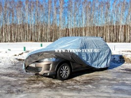 Двухслойный тент-чехол на автомобиль Citroen C4 Aircross, цвет светло-серый 240den для защиты автомобиля от различной грязи в любое время года.