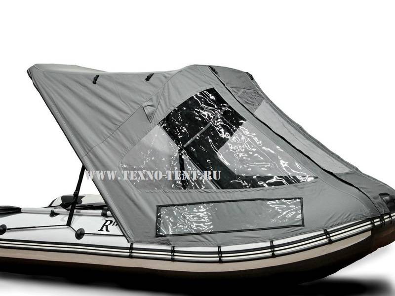Ходовой тент трансформер на лодку пвх с отсоединенной задней части тента. Тент изготовлен из ткани Оксфорд 600den. Цвета тентов на выбор при оформлении заказа.