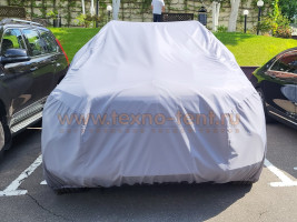Двухслойный тент-чехол премиум на автомобиль Mercedes-Maybach GLS 600 из ткани Оксфорд 300 den, светло-серого цвета.