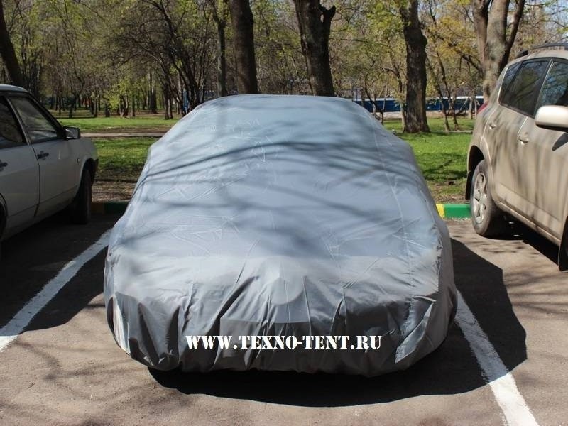 Стандартный тент для автомобиля светло-серого цвета из ткани Оксфорд 210den для защиты автомобиля на улице от солнца, пыли, птиц.